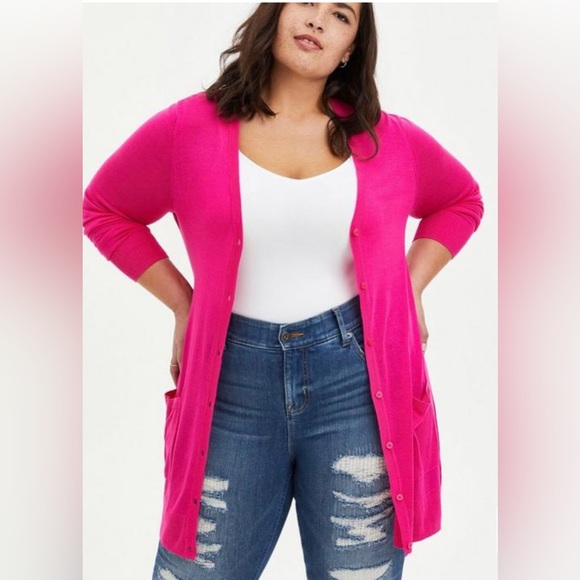 torrid Sweaters Torrid Sz 5 Pink Boyfriend Cardigan Guc Poshmark